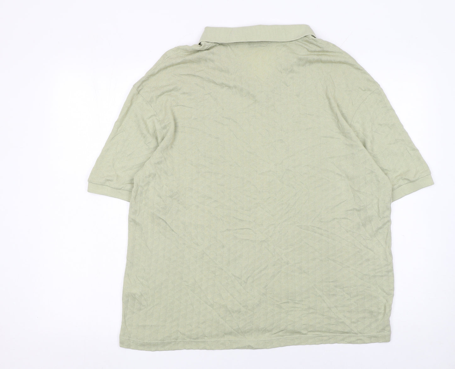 Zara Womens Green Lyocell Cotton Polo Shirt Size L Short Sleeve