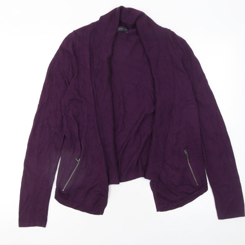 Marks and Spencer Women's Purple Size 8 Knit Open Zip Cardigan