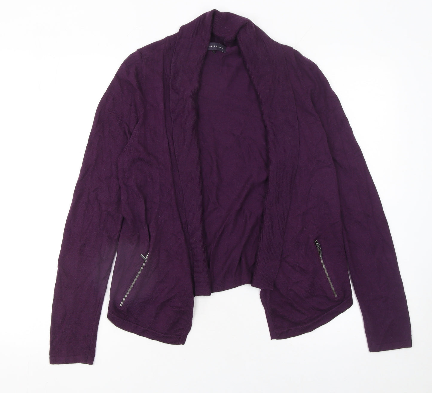 Marks and Spencer Women's Purple Size 8 Knit Open Zip Cardigan