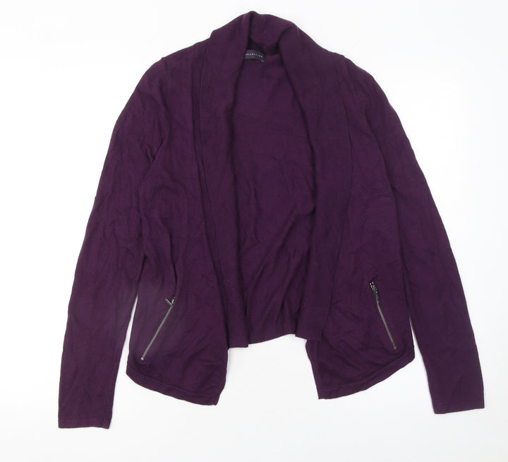 Marks and Spencer Women's Purple Size 8 Knit Open Zip Cardigan