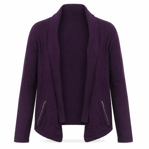Marks and Spencer Women's Purple Size 8 Knit Open Zip Cardigan