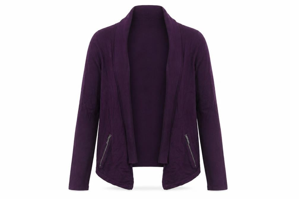 Marks and Spencer Women's Purple Size 8 Knit Open Zip Cardigan