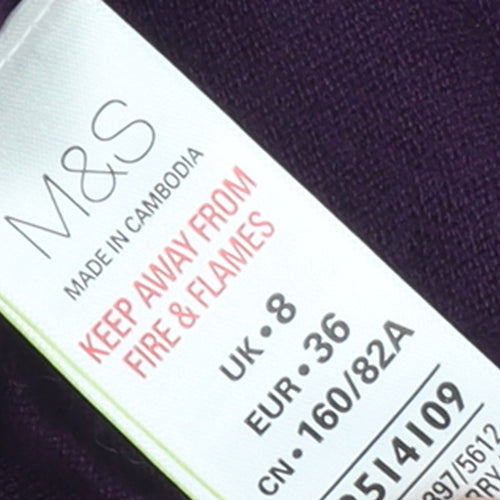 Marks and Spencer Women's Purple Size 8 Knit Open Zip Cardigan