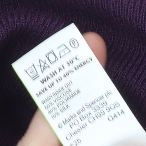 Marks and Spencer Women's Purple Size 8 Knit Open Zip Cardigan