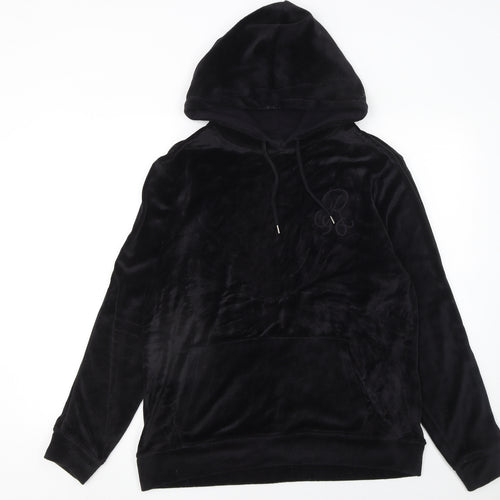 River Island Womens Black Velour Hooded Pullover Hoodie Size M