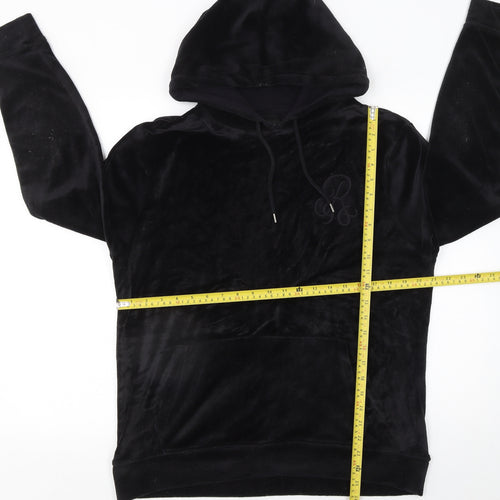 River Island Womens Black Velour Hooded Pullover Hoodie Size M