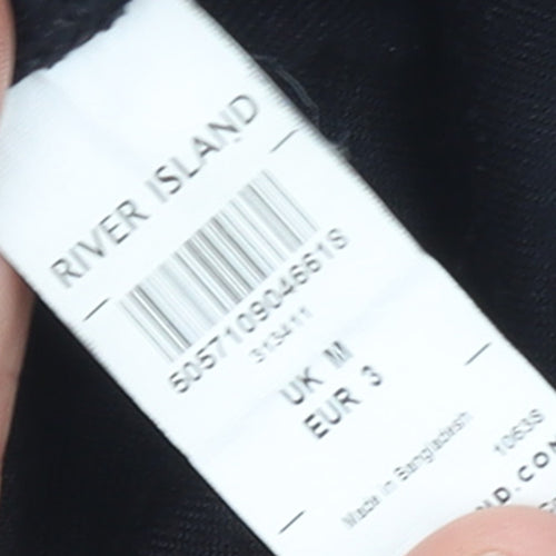 River Island Womens Black Velour Hooded Pullover Hoodie Size M