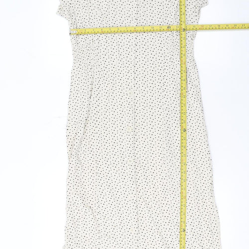 Trespass Womens Ivory Polka Dot Shirt Dress Size 10 Summer Midi
