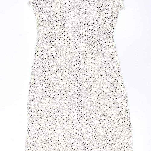 Trespass Womens Ivory Polka Dot Shirt Dress Size 10 Summer Midi