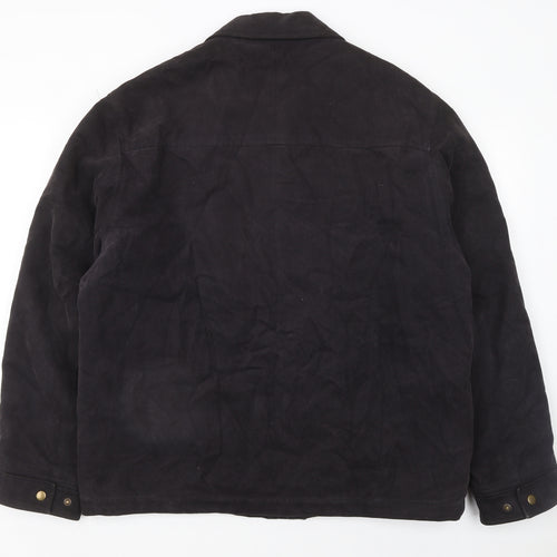 Next Men's Black Cotton Lined Zip Jacket Size L Casual Mid-Length