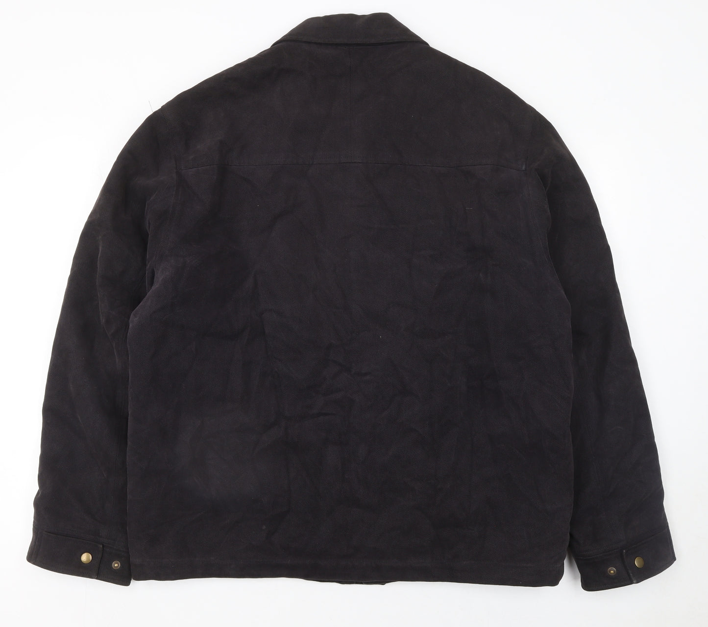 Next Men's Black Cotton Lined Zip Jacket Size L Casual Mid-Length