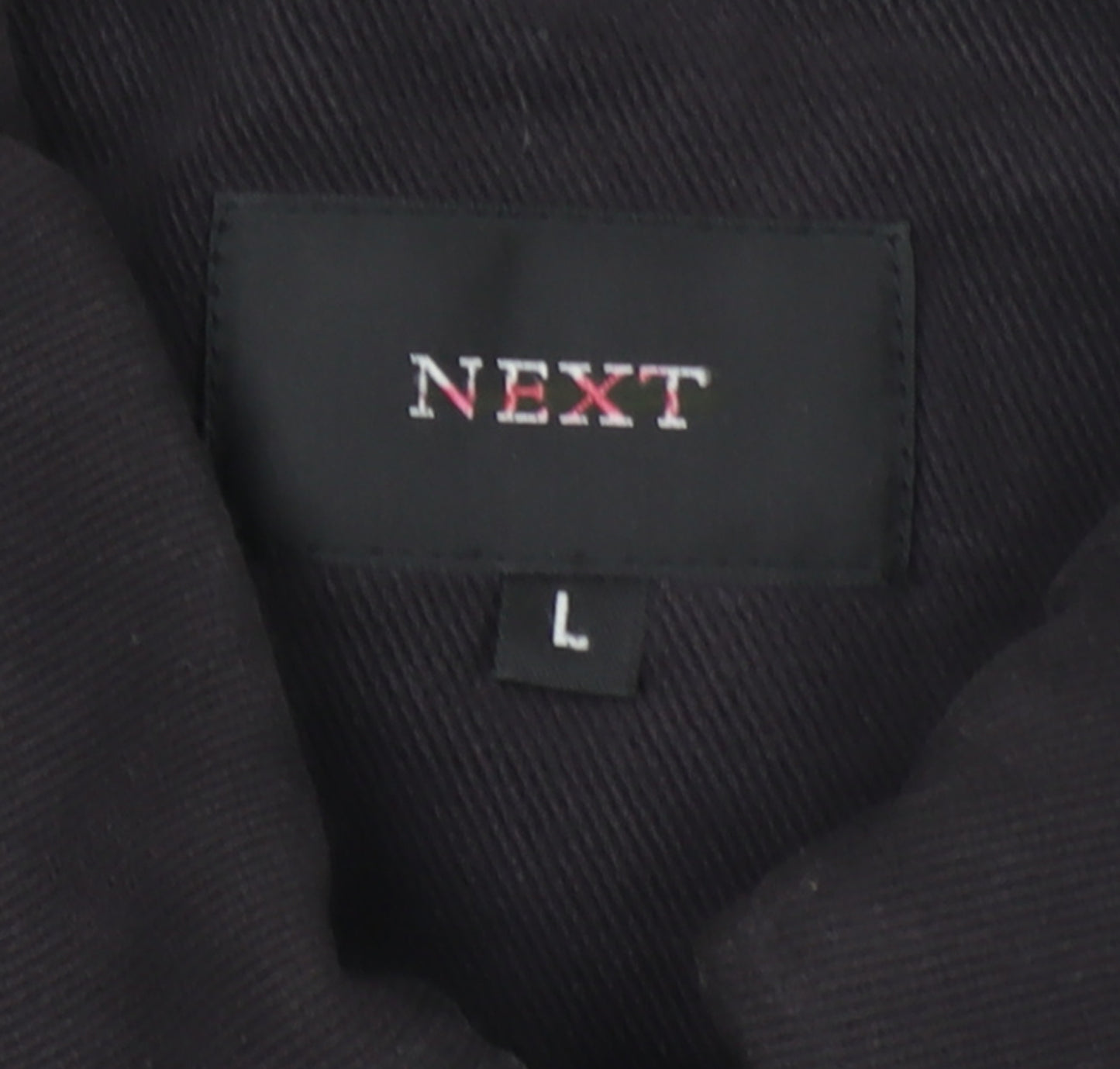 Next Men's Black Cotton Lined Zip Jacket Size L Casual Mid-Length