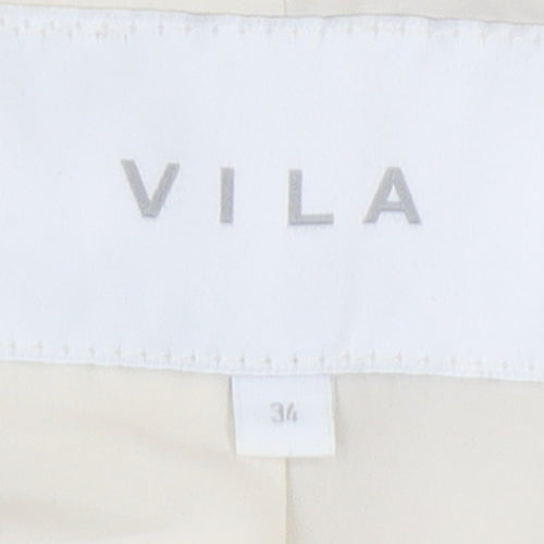 Vila Women Ivory Mid-Length Buttoned Teddy Coat Size 6