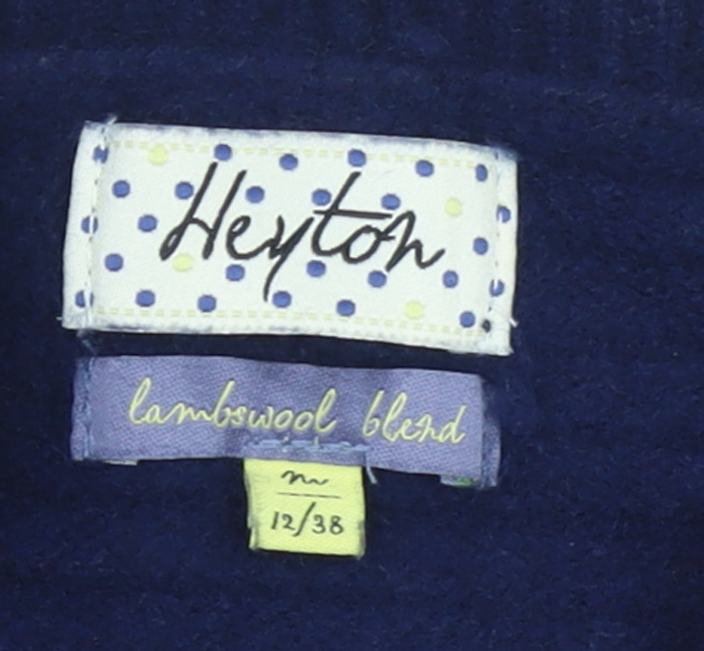 Heyton Women Blue Wool Blend Crew Neck Button Pullover Jumper Size 12