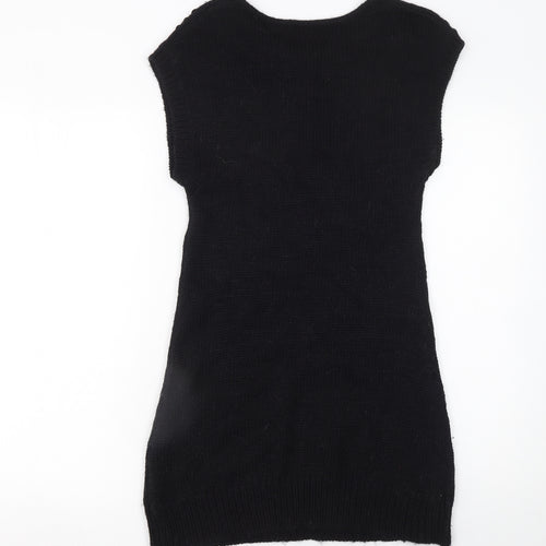 Guess Women Black Sleeveless Beaded Knit Sweater Dress Size S