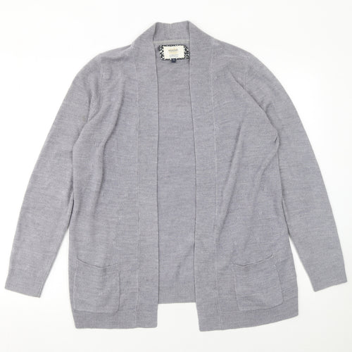 Maine New England Women's Grey Long Sleeve Open Knit Cardigan Size 12