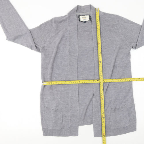 Maine New England Women's Grey Long Sleeve Open Knit Cardigan Size 12