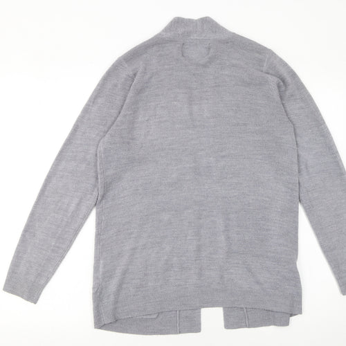 Maine New England Women's Grey Long Sleeve Open Knit Cardigan Size 12