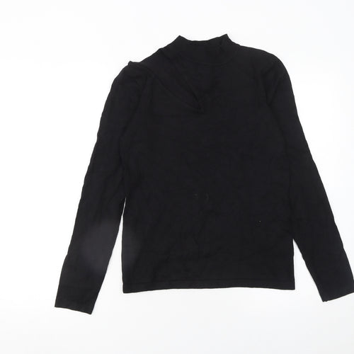 Lost Ink Women's Black Mock Neck Slim Fit Long Sleeve Jumper Size 12