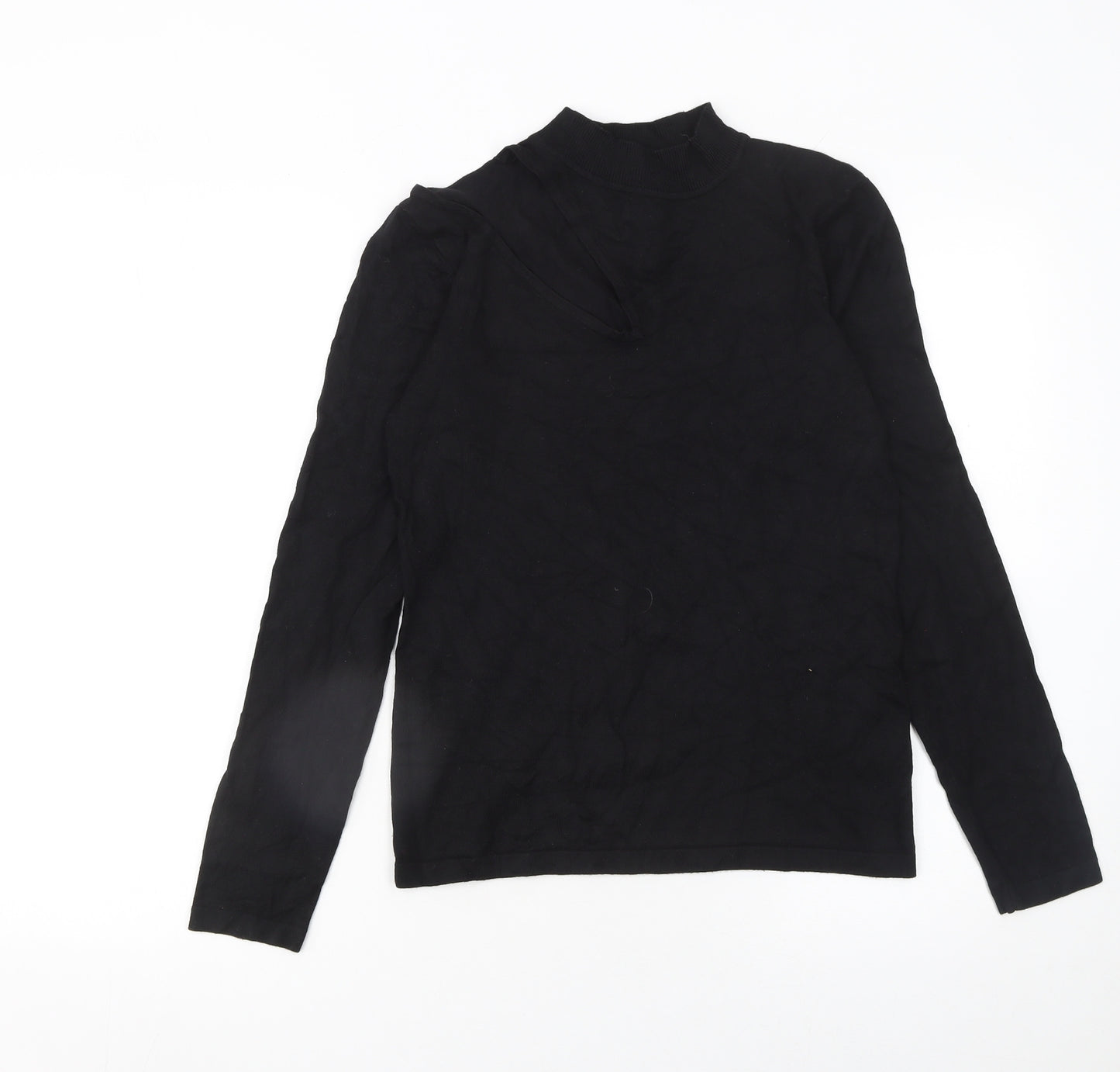 Lost Ink Women's Black Mock Neck Slim Fit Long Sleeve Jumper Size 12