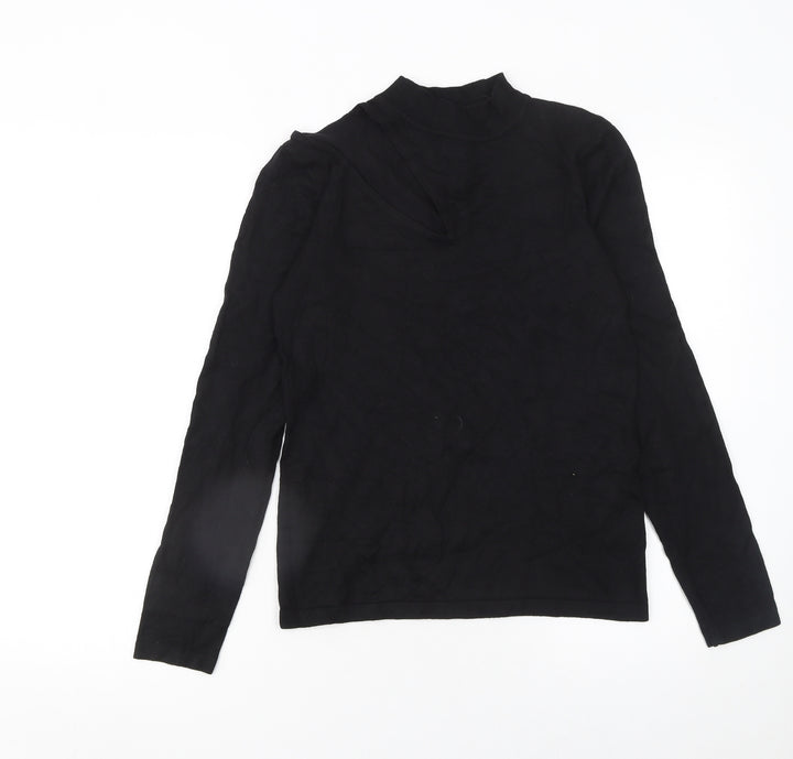 Lost Ink Women's Black Mock Neck Slim Fit Long Sleeve Jumper Size 12