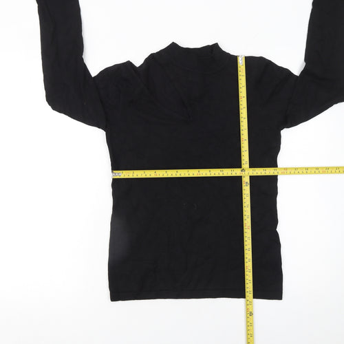 Lost Ink Women's Black Mock Neck Slim Fit Long Sleeve Jumper Size 12