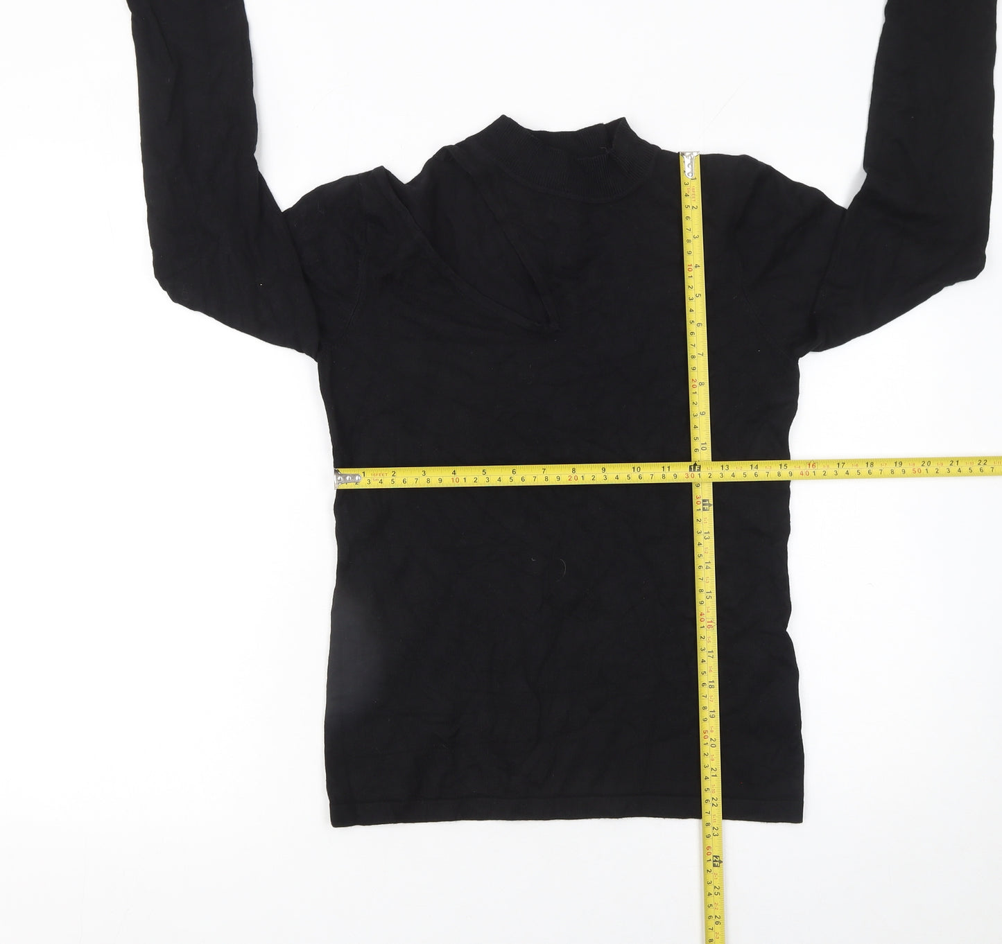 Lost Ink Women's Black Mock Neck Slim Fit Long Sleeve Jumper Size 12