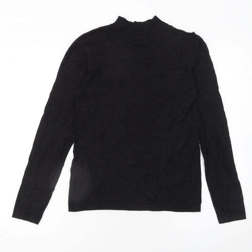 Lost Ink Women's Black Mock Neck Slim Fit Long Sleeve Jumper Size 12