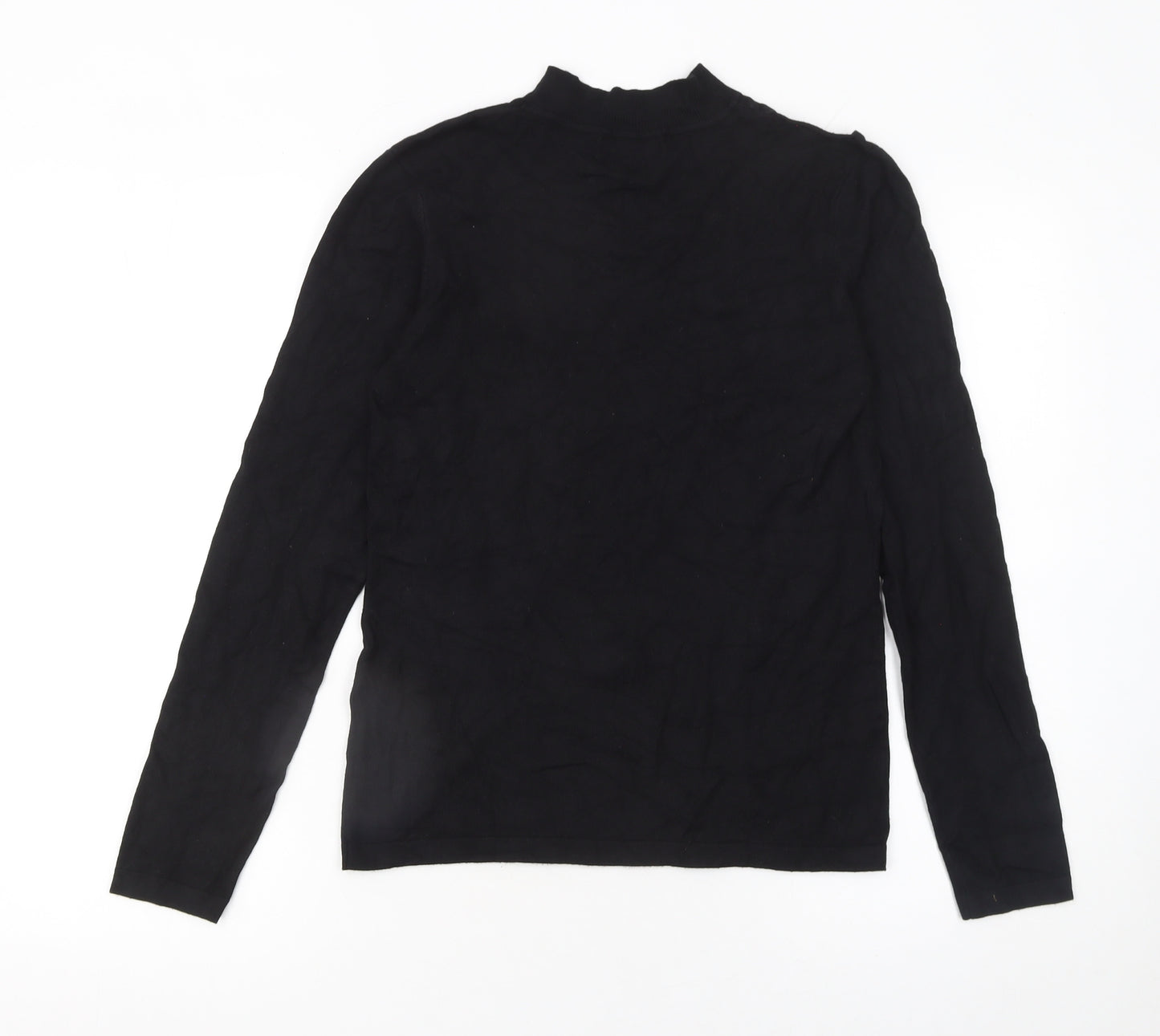 Lost Ink Women's Black Mock Neck Slim Fit Long Sleeve Jumper Size 12