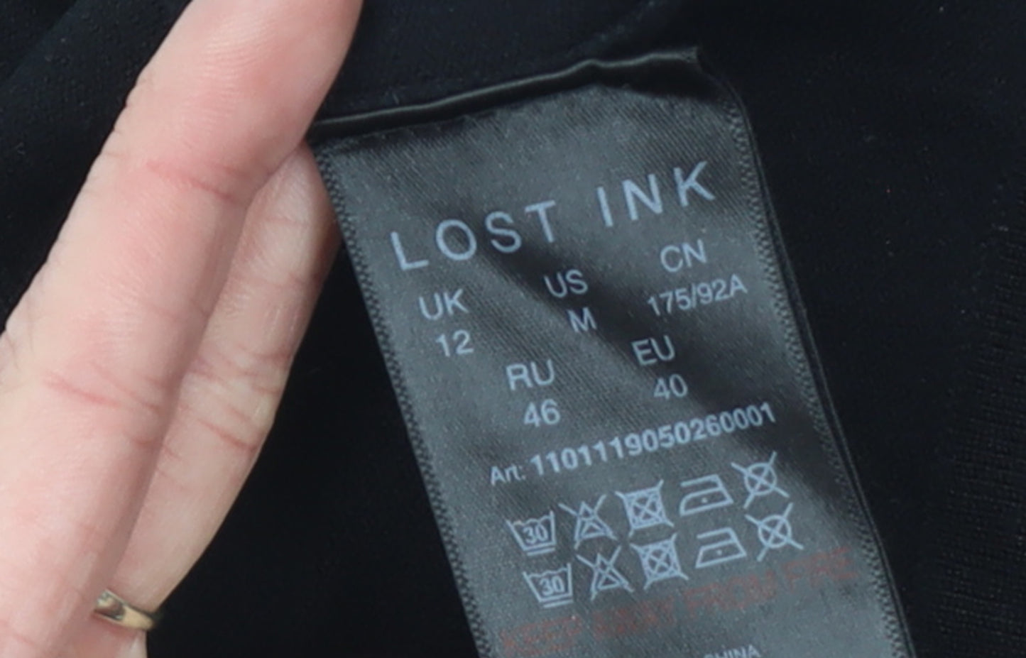 Lost Ink Women's Black Mock Neck Slim Fit Long Sleeve Jumper Size 12