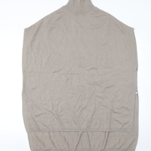 Massimo Dutti Womens Beige Wool Roll Neck Cape Jumper Size M