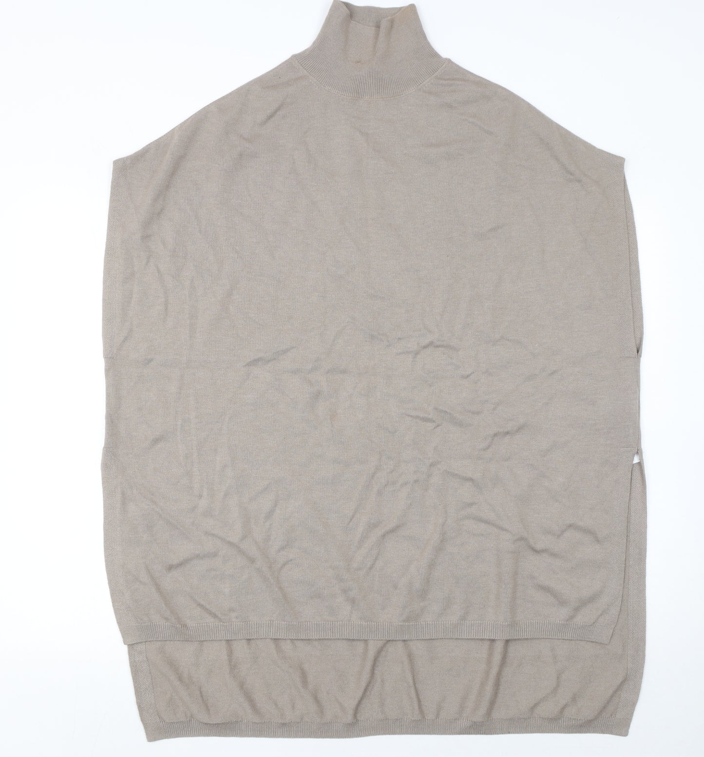 Massimo Dutti Womens Beige Wool Roll Neck Cape Jumper Size M