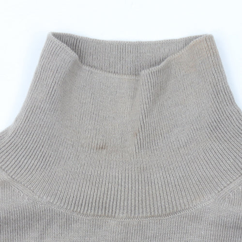 Massimo Dutti Womens Beige Wool Roll Neck Cape Jumper Size M