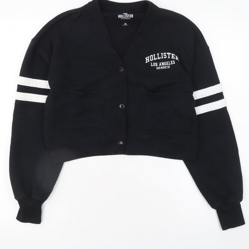Hollister Women's Black XS Cropped Varsity Jacket
