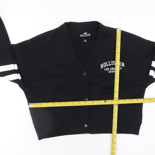 Hollister Women's Black XS Cropped Varsity Jacket
