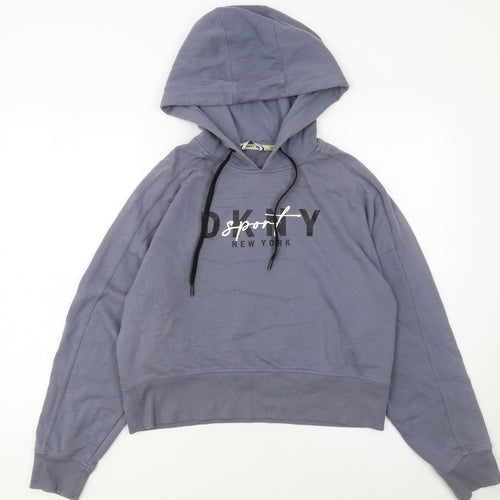 DKNY Sport Women's Blue Pullover Hoodie Size L Cotton Blend