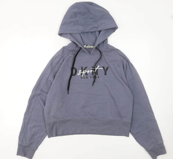 DKNY Sport Women's Blue Pullover Hoodie Size L Cotton Blend