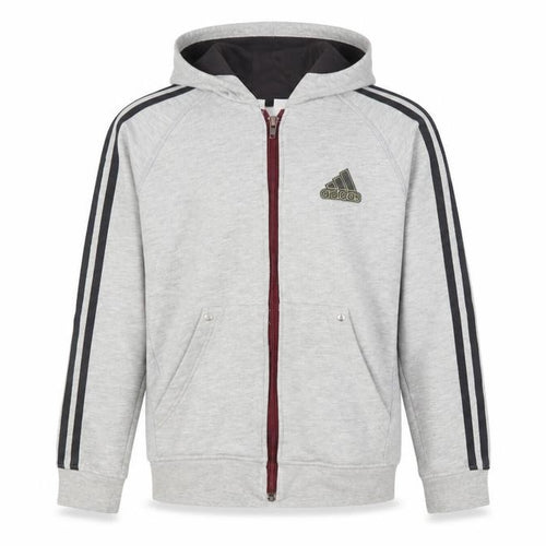 Adidas Boys Grey Full Zip Hoodie 11-12 Years Sports Casual Fleece