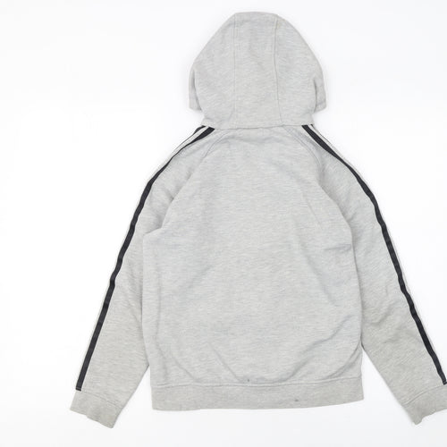 Adidas Boys Grey Full Zip Hoodie 11-12 Years Sports Casual Fleece
