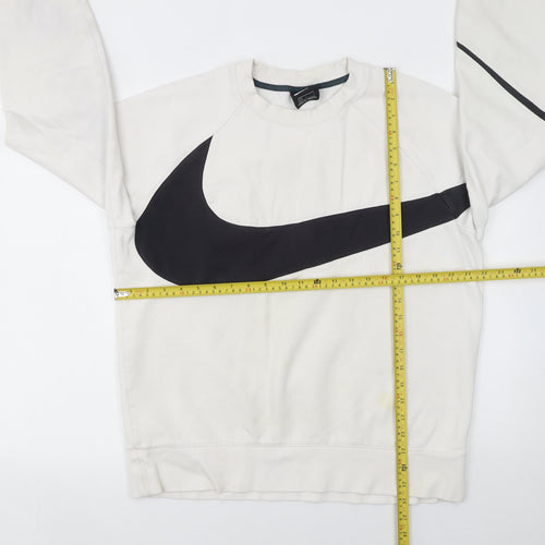 Nike Men's White Large Crew Neck Pullover Logo Sweatshirt