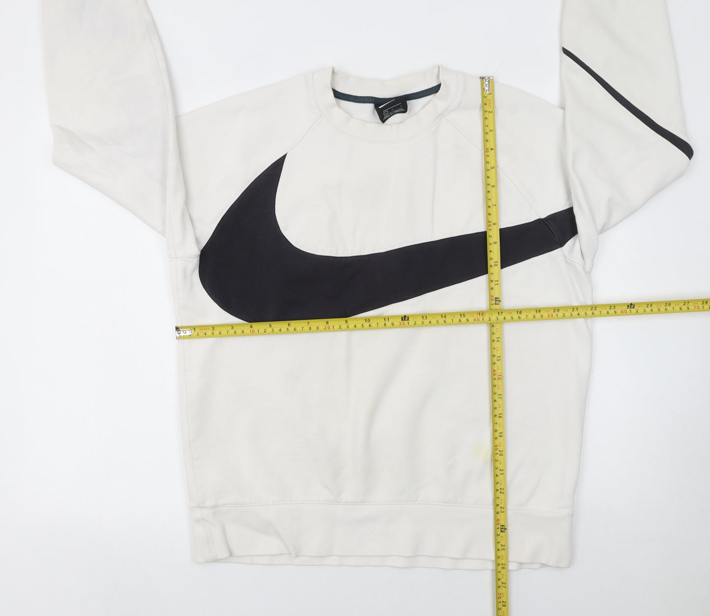 Nike Men's White Large Crew Neck Pullover Logo Sweatshirt