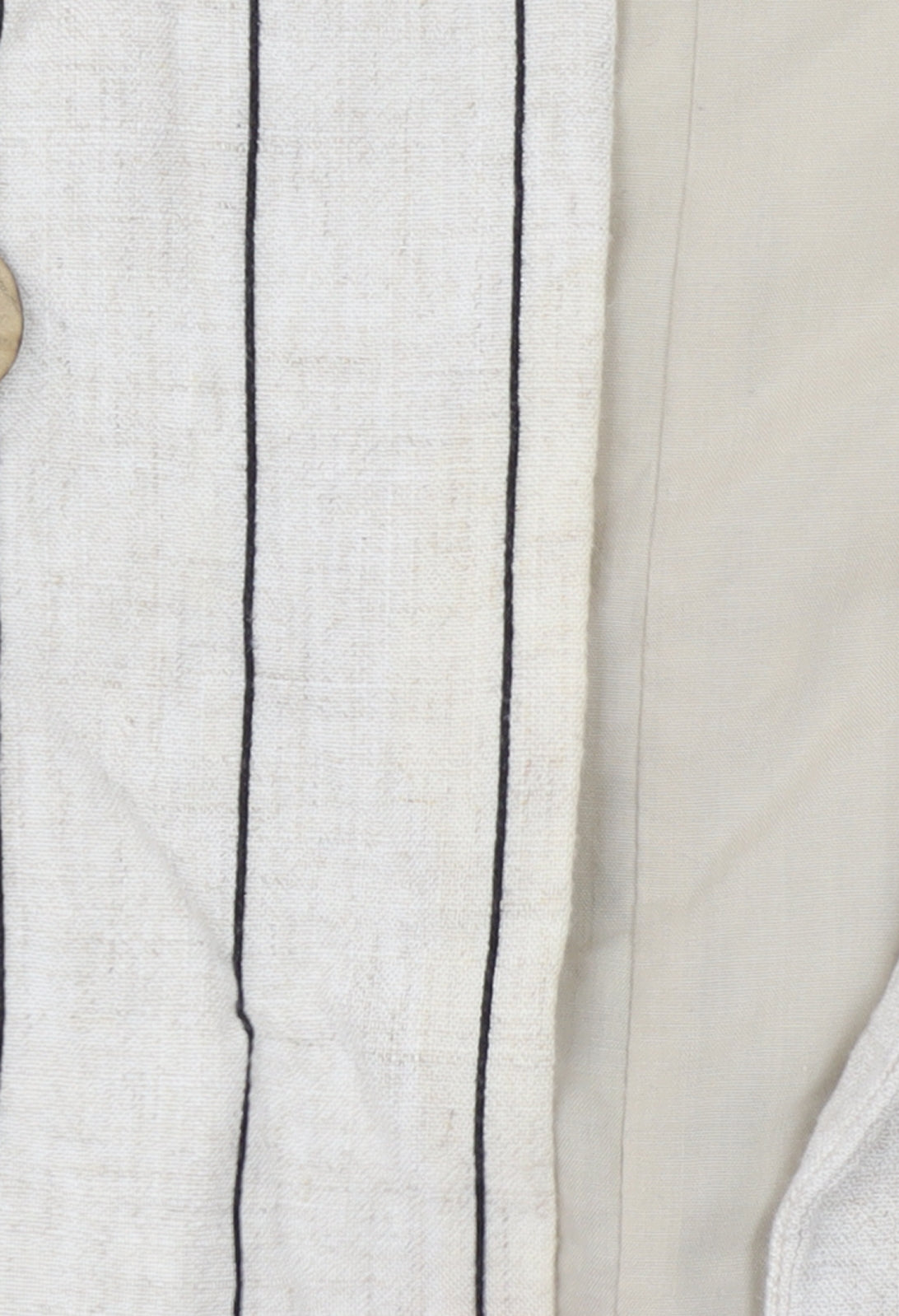 Stradivarius Women Beige Pinstripe Linen Blazer Jacket Size 14