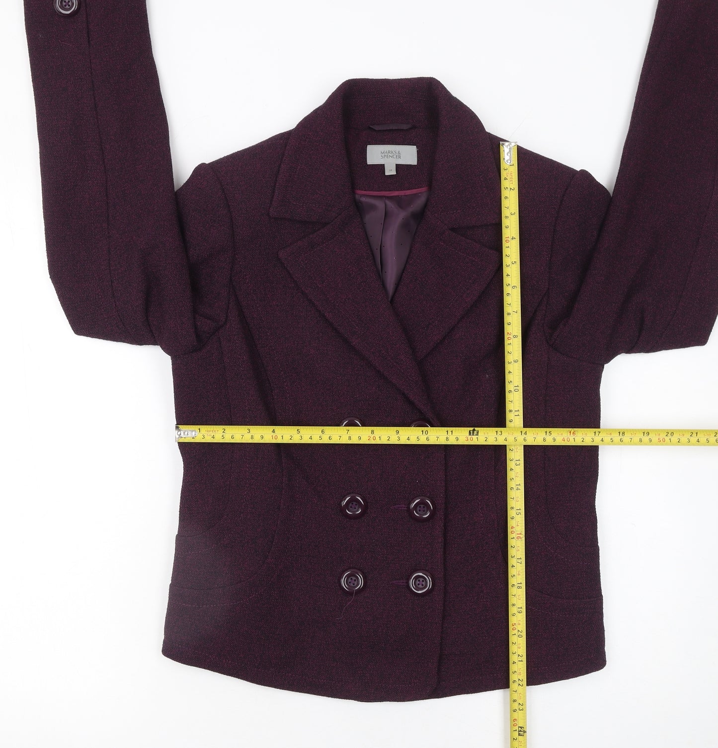 Marks and Spencer Women’s Purple Blazer Jacket UK 14 Classic Fit