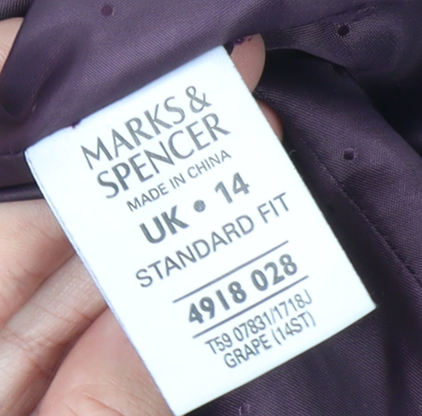 Marks and Spencer Women’s Purple Blazer Jacket UK 14 Classic Fit