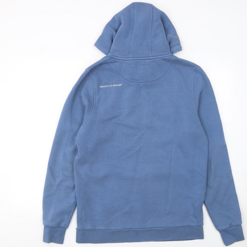 Mercier Men’s Blue Pullover Hoodie M Embroidered Logo Fleece Sweatshirt