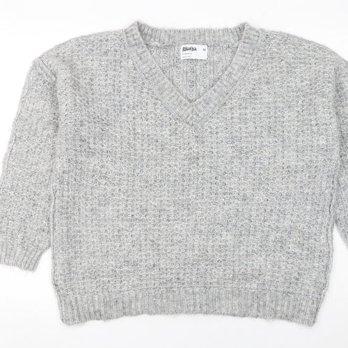 Primark Women’s Grey V-Neck Chunky Knit Jumper Size M