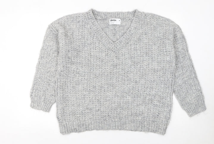 Primark Women’s Grey V-Neck Chunky Knit Jumper Size M