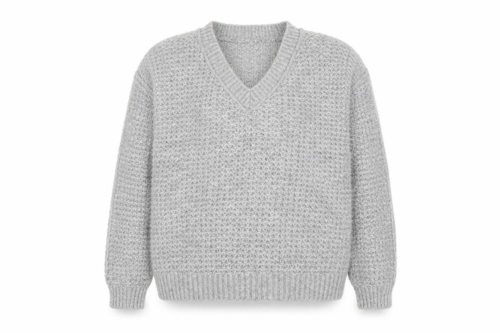Primark Women’s Grey V-Neck Chunky Knit Jumper Size M