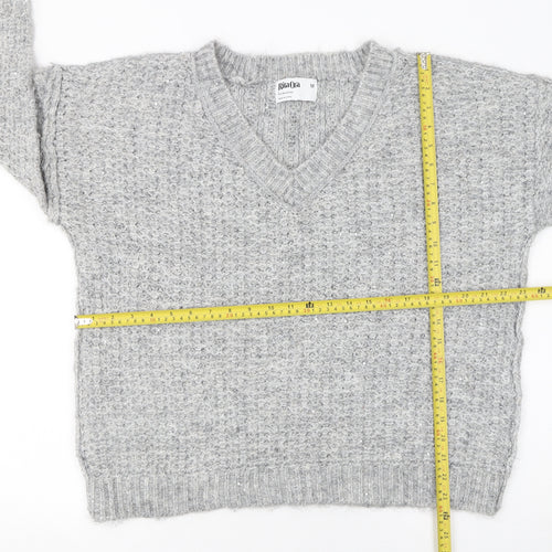 Primark Women’s Grey V-Neck Chunky Knit Jumper Size M