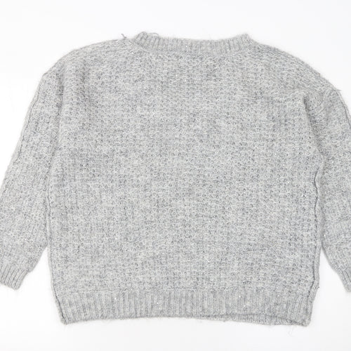 Primark Women’s Grey V-Neck Chunky Knit Jumper Size M